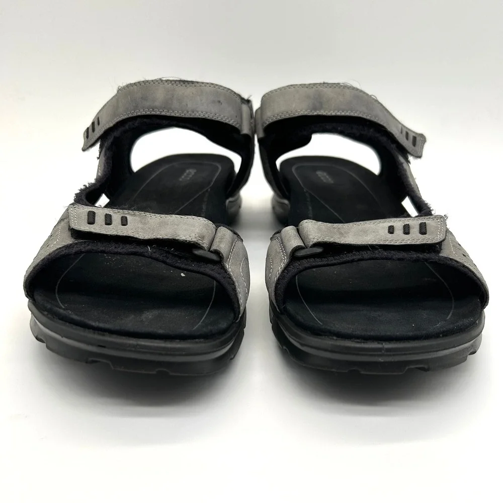 ECCO Yucatan Sport Sandals Mens 46 Grey Nubuck Adjustable Hiking Outdoor 3211